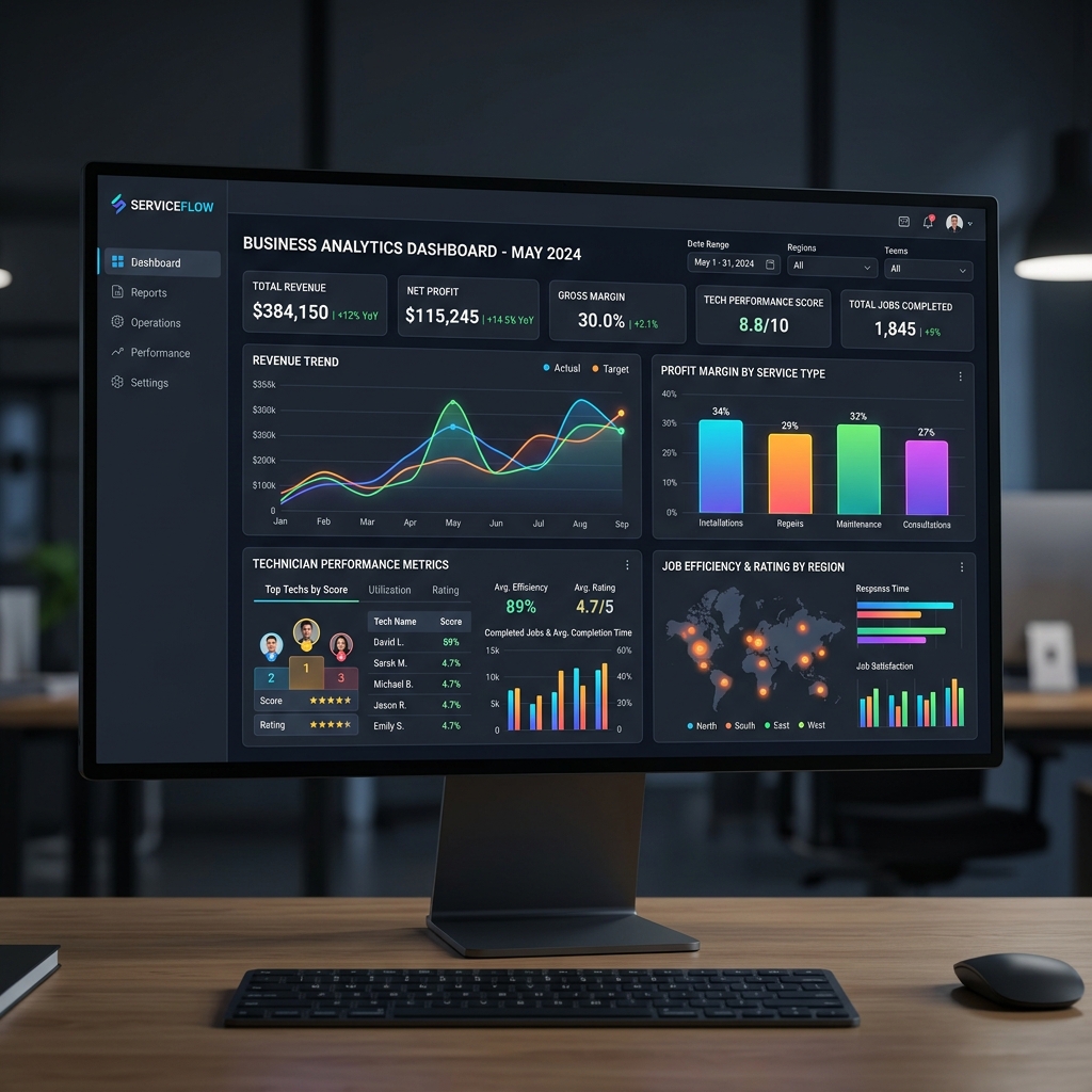 Gestão com dados de faturamento e margem