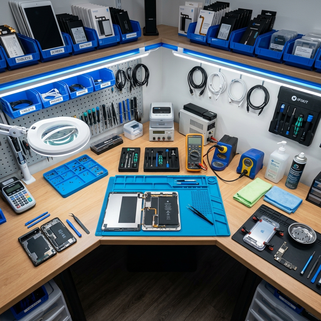 Bancada organizada com controle por OS